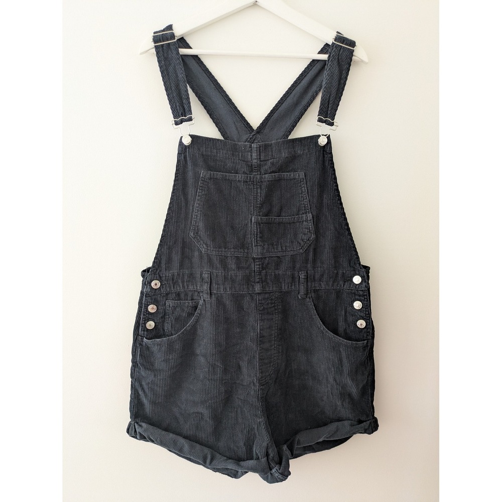 Free People We The Free Ziggy Corduroy Shortalls Overalls Black Size L